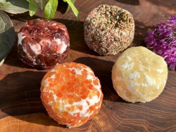 Ziegenfrischkäse mit Papaya, Ingwer, Pfeffer, Cranberry